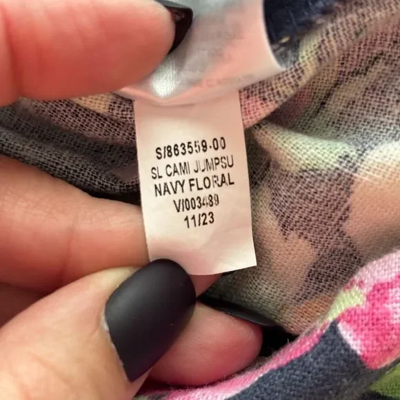 Old Navy Linen Floral Cami Jumpsuit NWT Boho Coastal Navy Floral Size 2X F109 - Picture 13 of 14